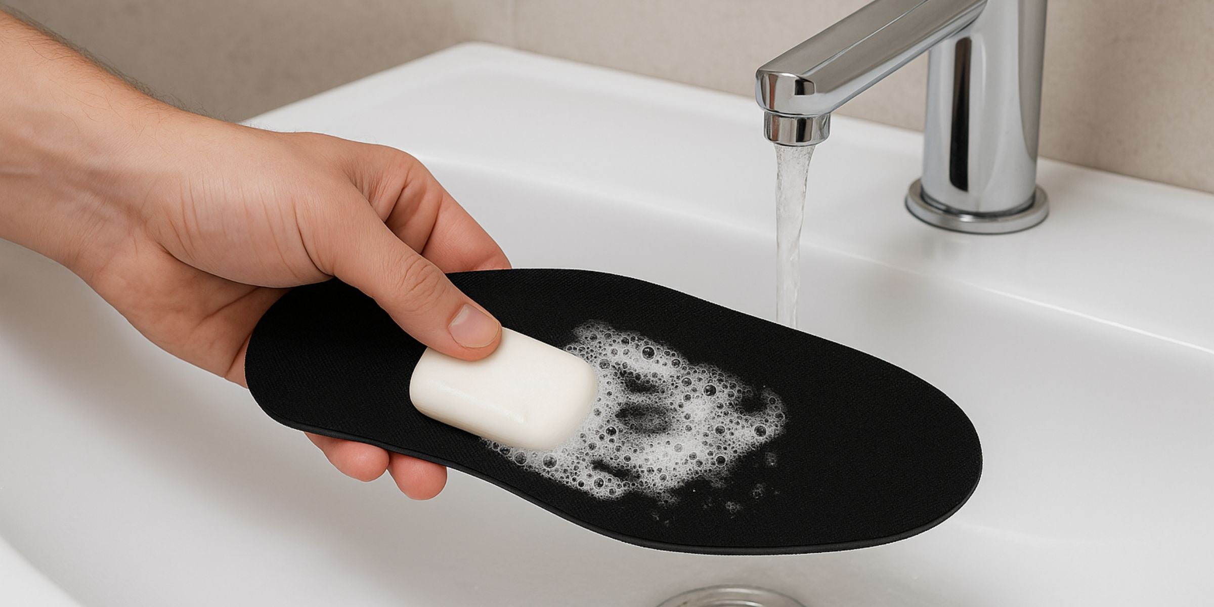 Orthopädische Schuheinlage reinigen