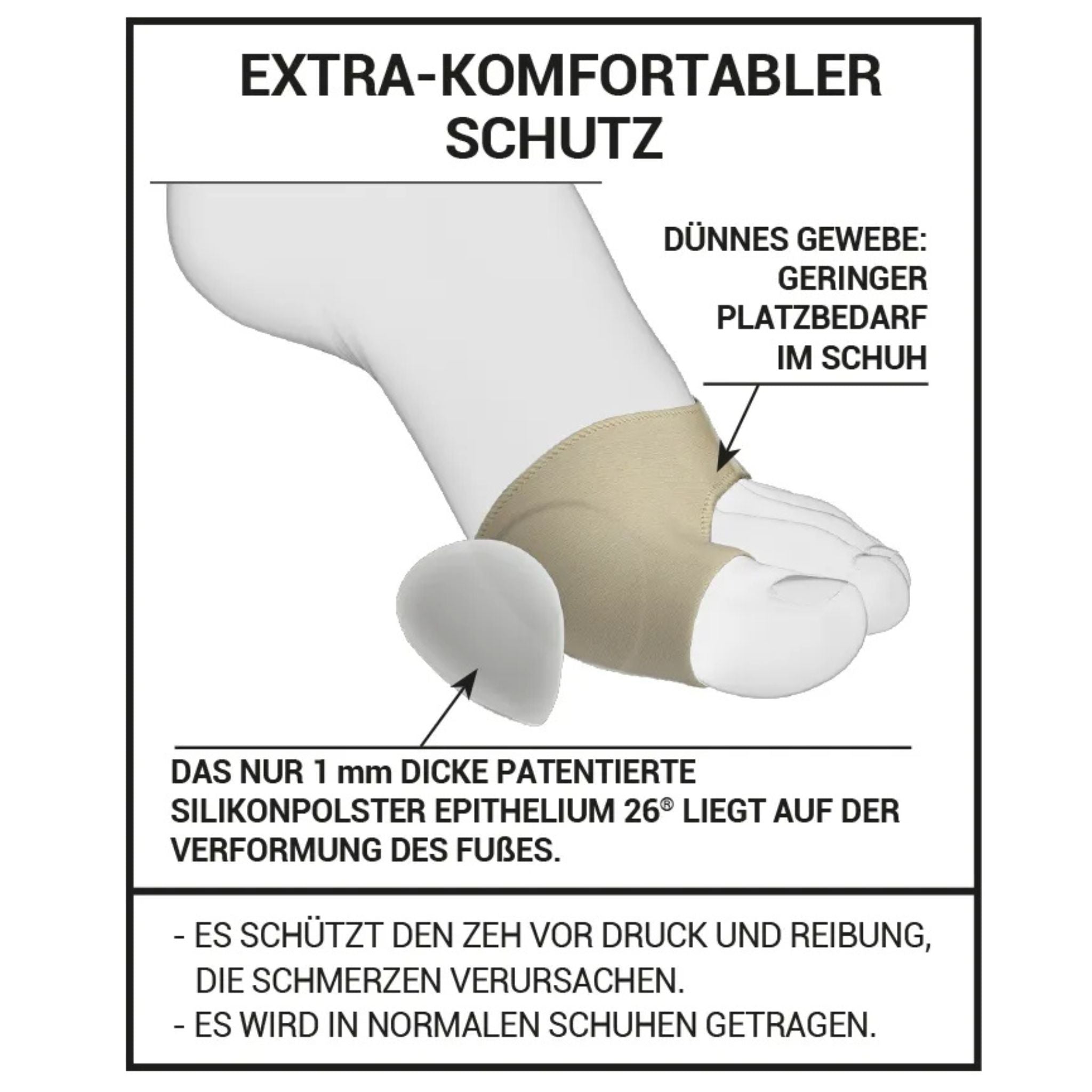 Dünnes Hallux Valgus Polster
