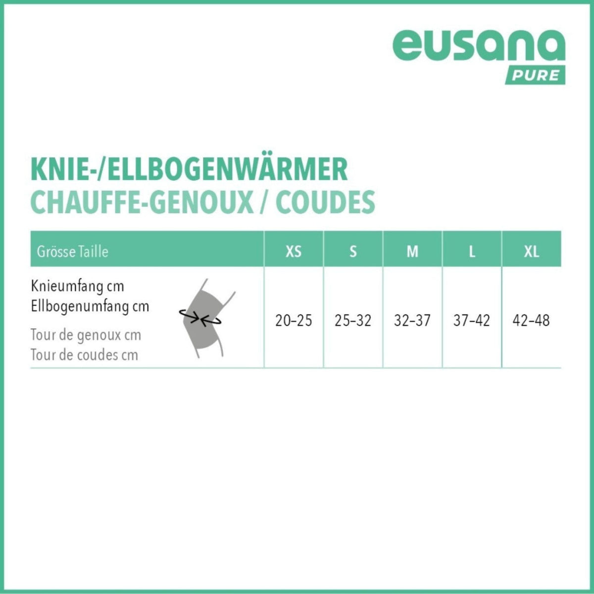 Grössentabelle Eusana Knie-Wärmer