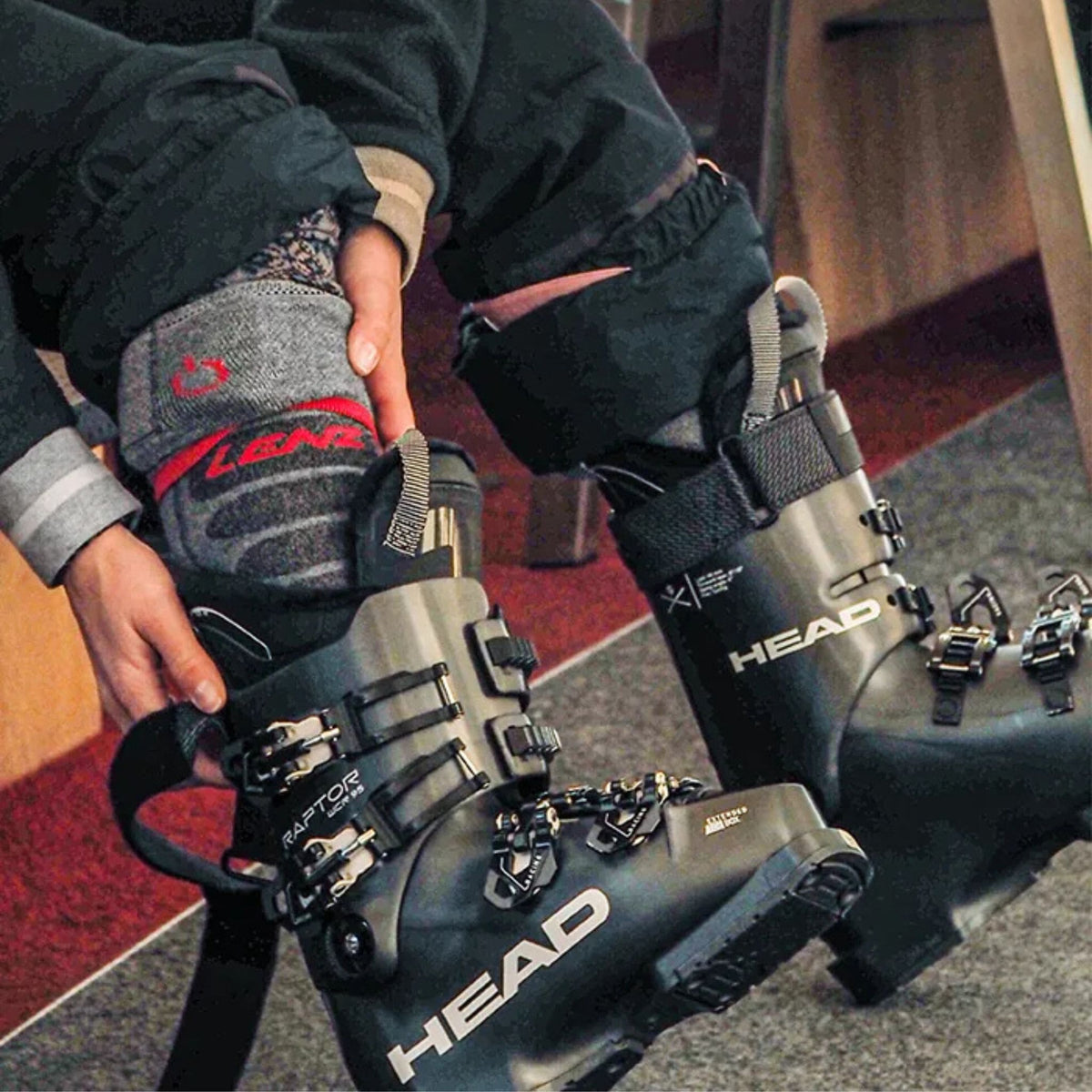 Heizsocke mit Skischuhe