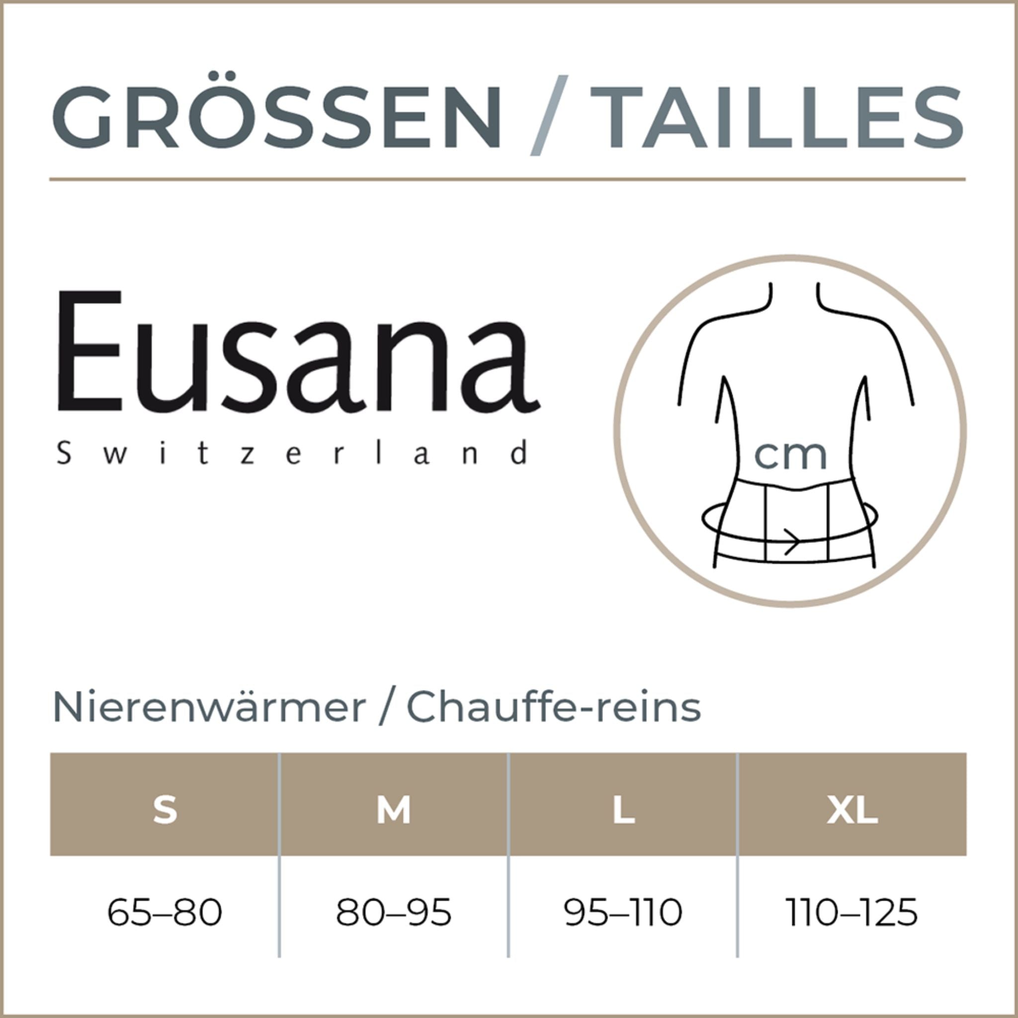 Eusana Nierenwärmer anatomisch Grössentabelle