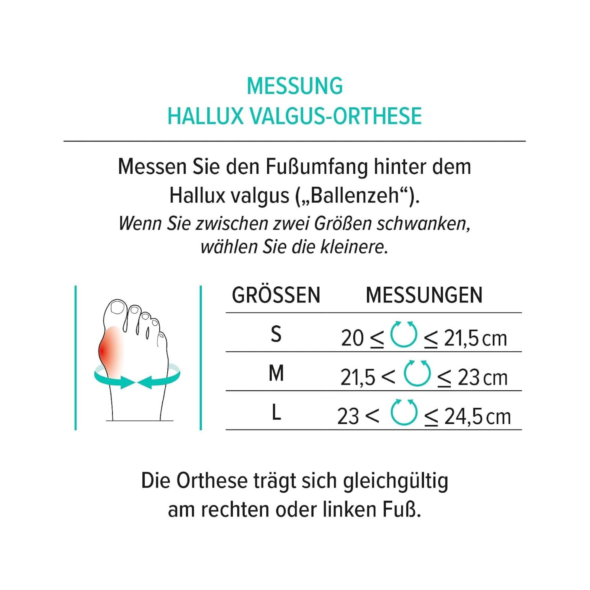 Grössenbestimmung der Hallux Bandage von Epitact