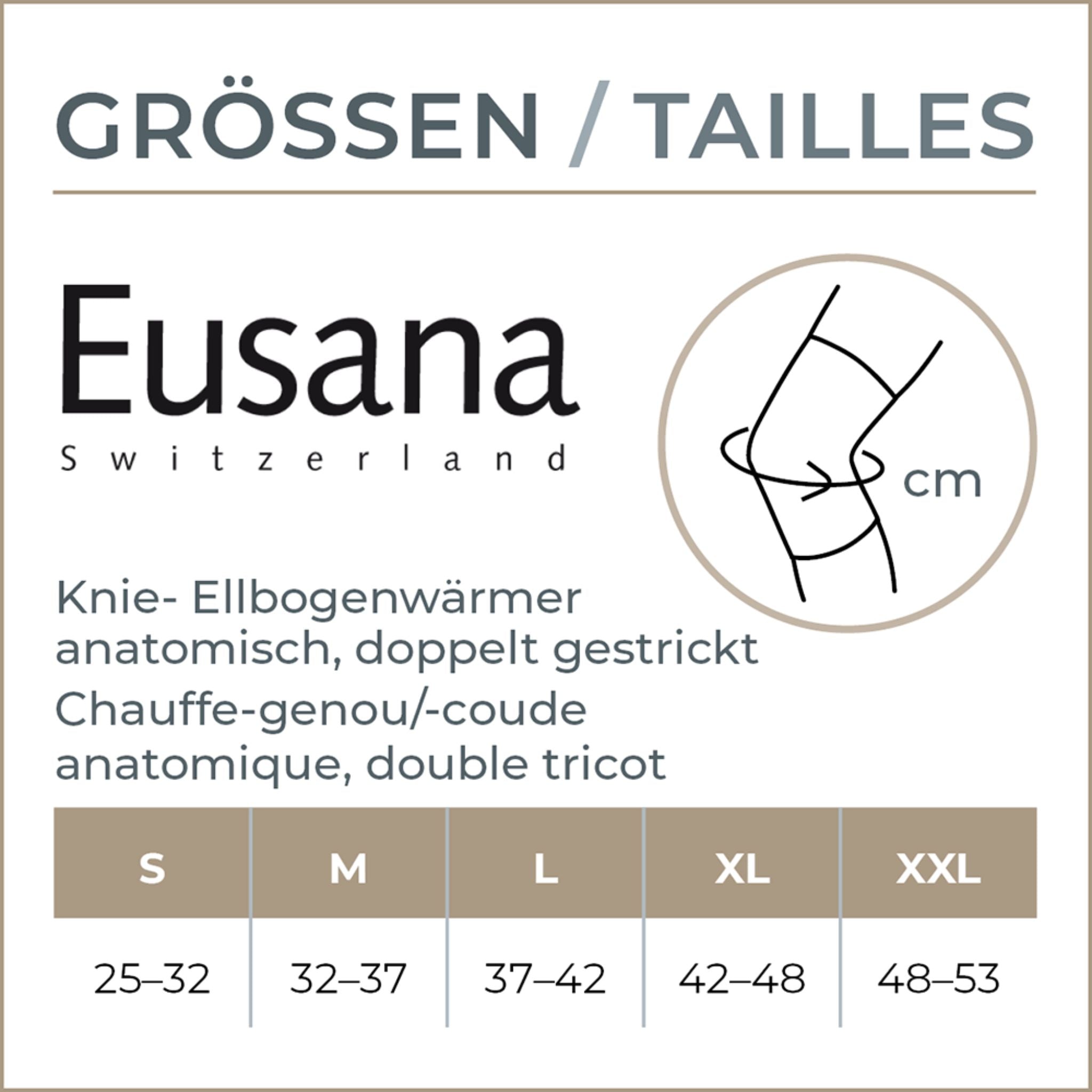 Grössentabelle Eusana Knie-Wärmer
