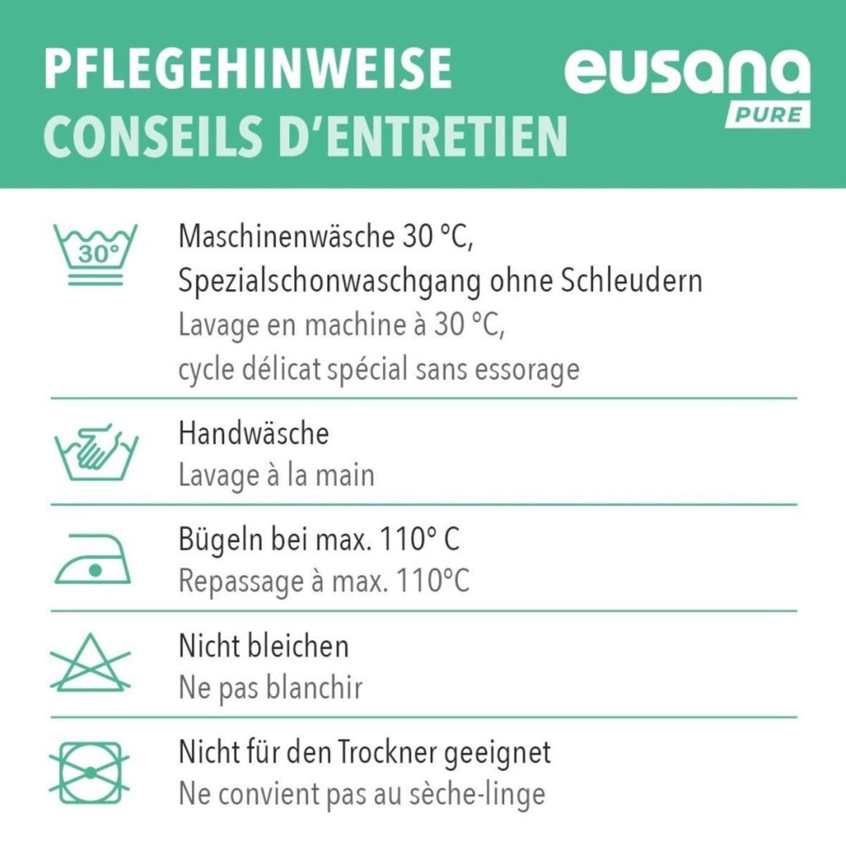 Waschanleitung Eusana Kniewärmer